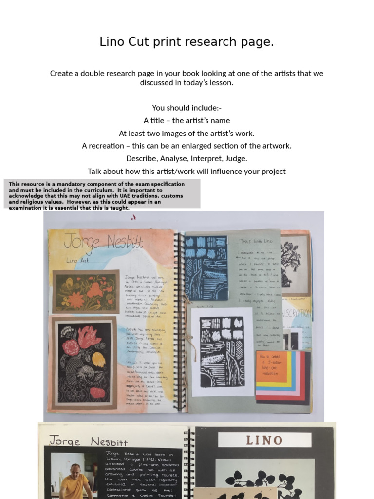 Lino Printing Research Page | PDF