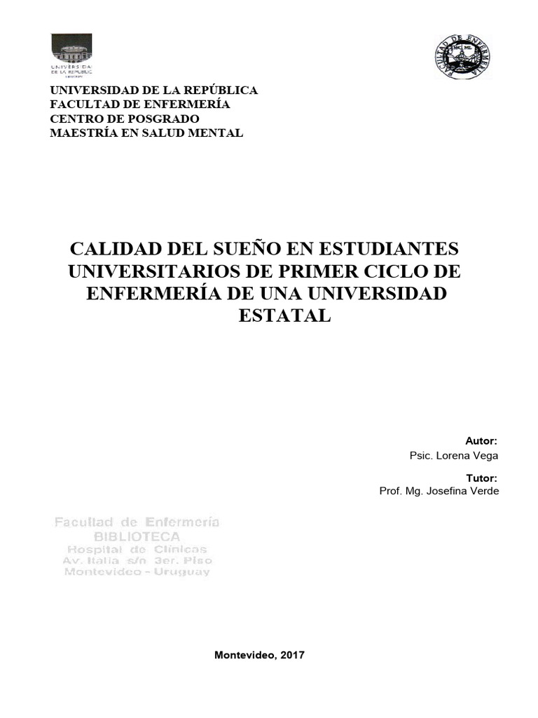 Calidad del Sueño en Estudiantes de Enfermería | PDF | Movimiento ...