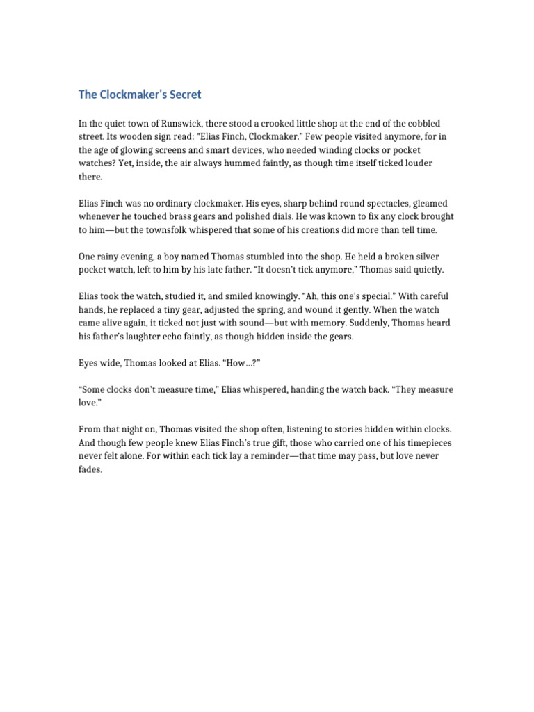 The Clockmaker's Enchanted Timepieces | PDF