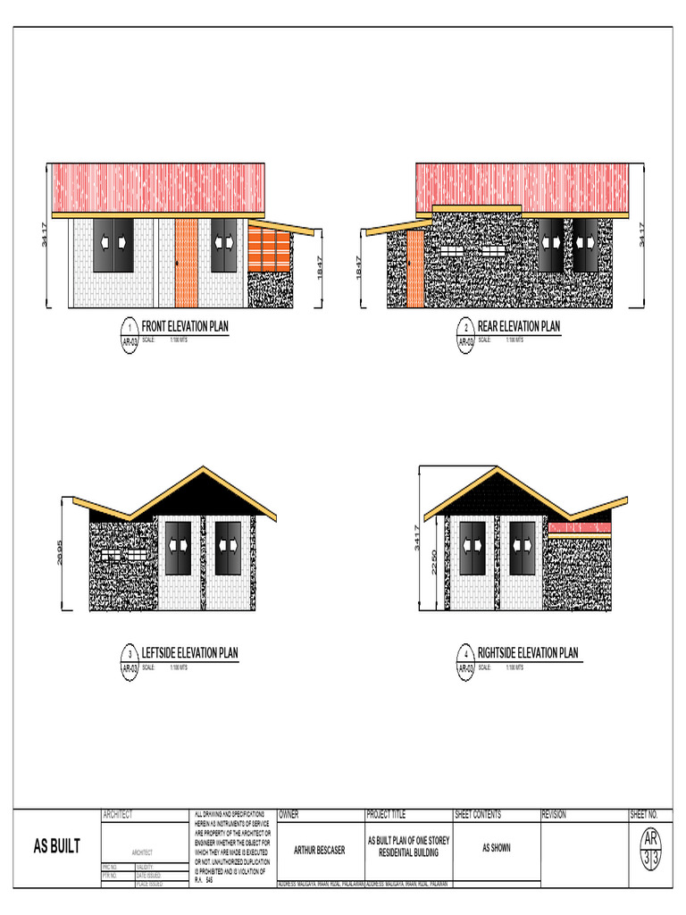 As Built Plans: One Storey Home | PDF