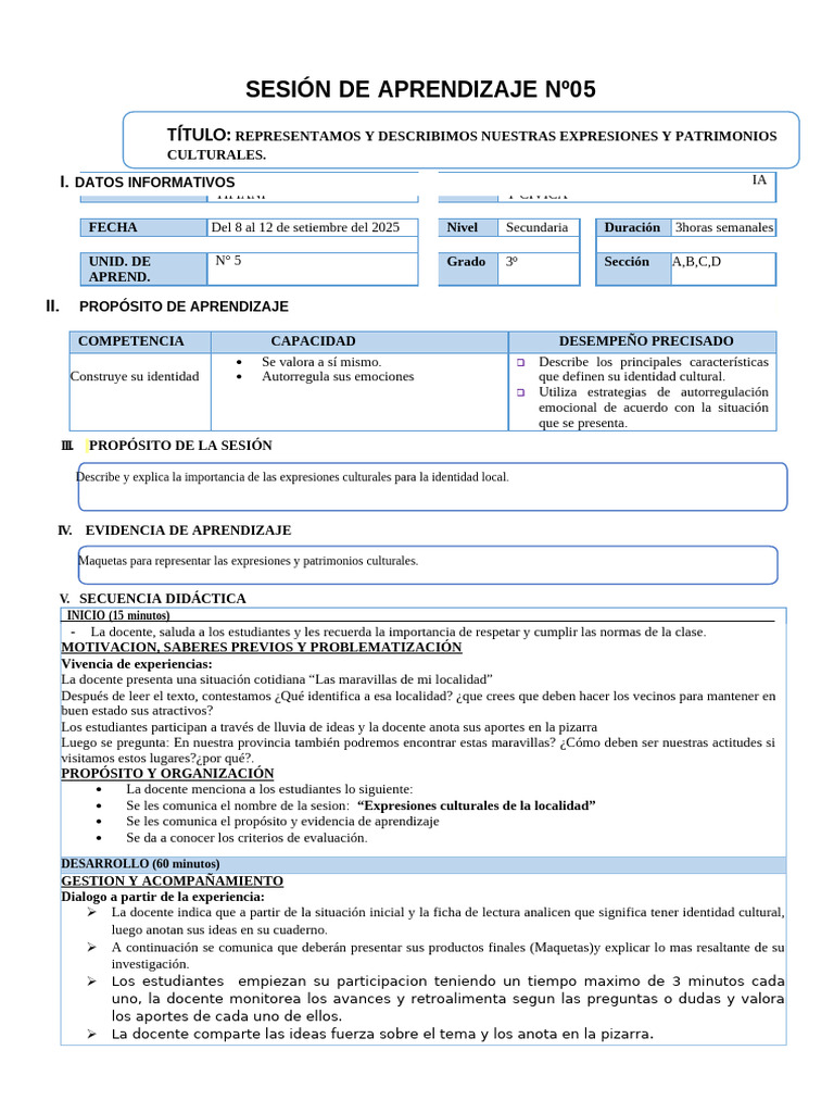 Sesion 3-Unidad 5-Dpcc 3 | PDF | Aprendizaje | Las emociones