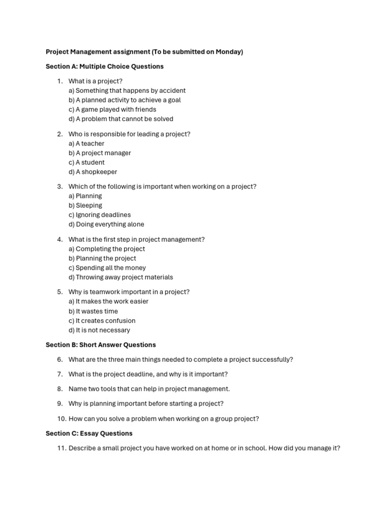 Project Management Assignment Guide | PDF