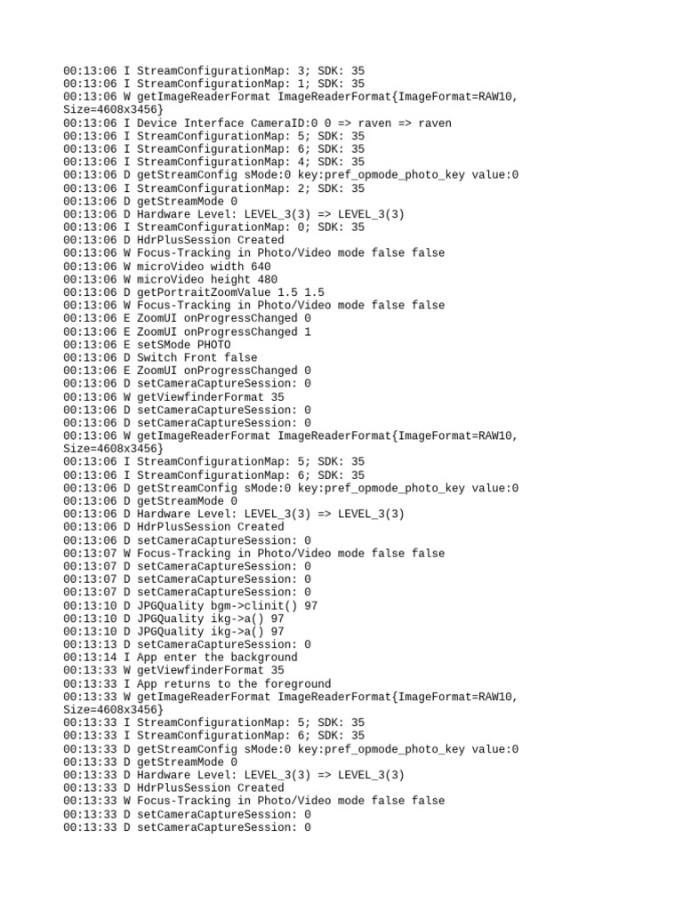 Camera Stream Configuration Log | PDF | Software Development Kit ...