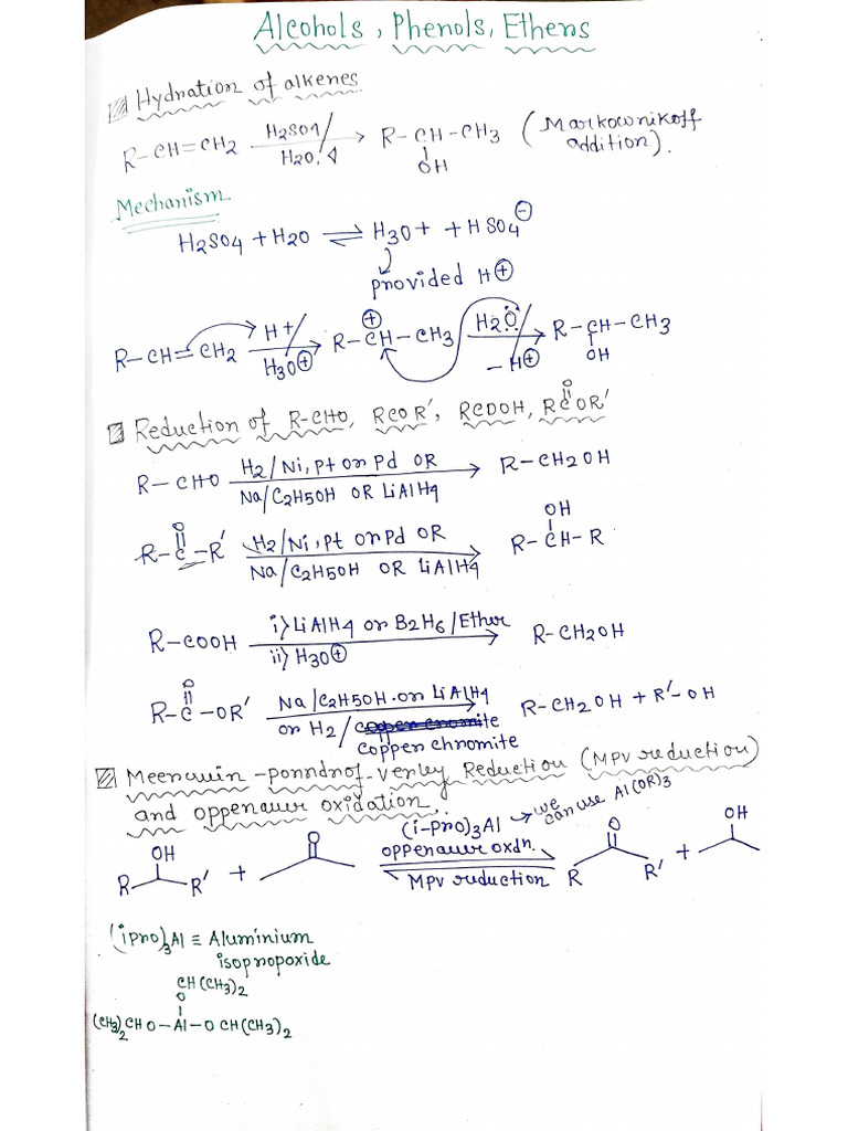 Alcohol Phenol Ether Notes | PDF