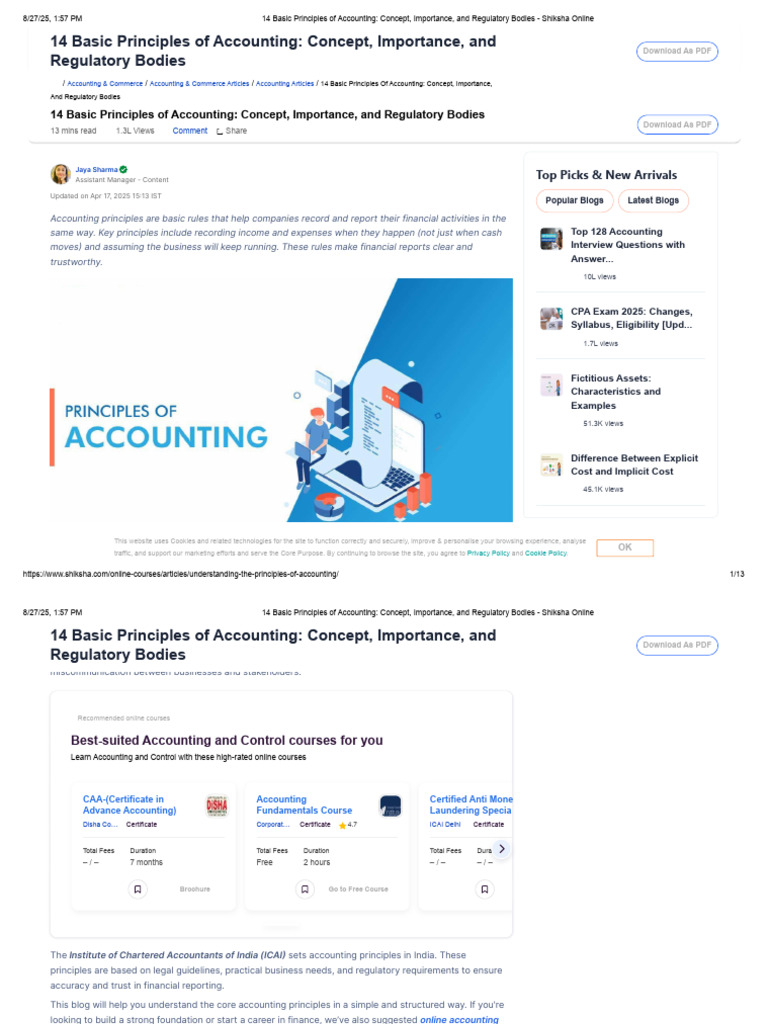 14 Principles of Accounting Explained | PDF | International Financial ...