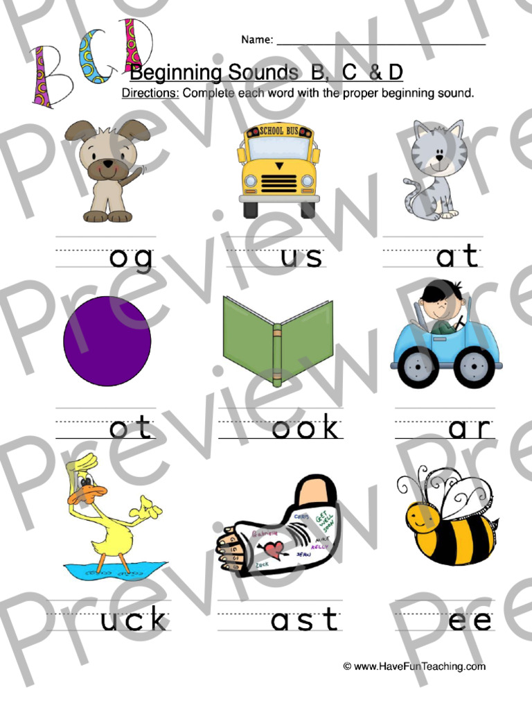 B C D Beginning Worksheet 1 Preview | PDF