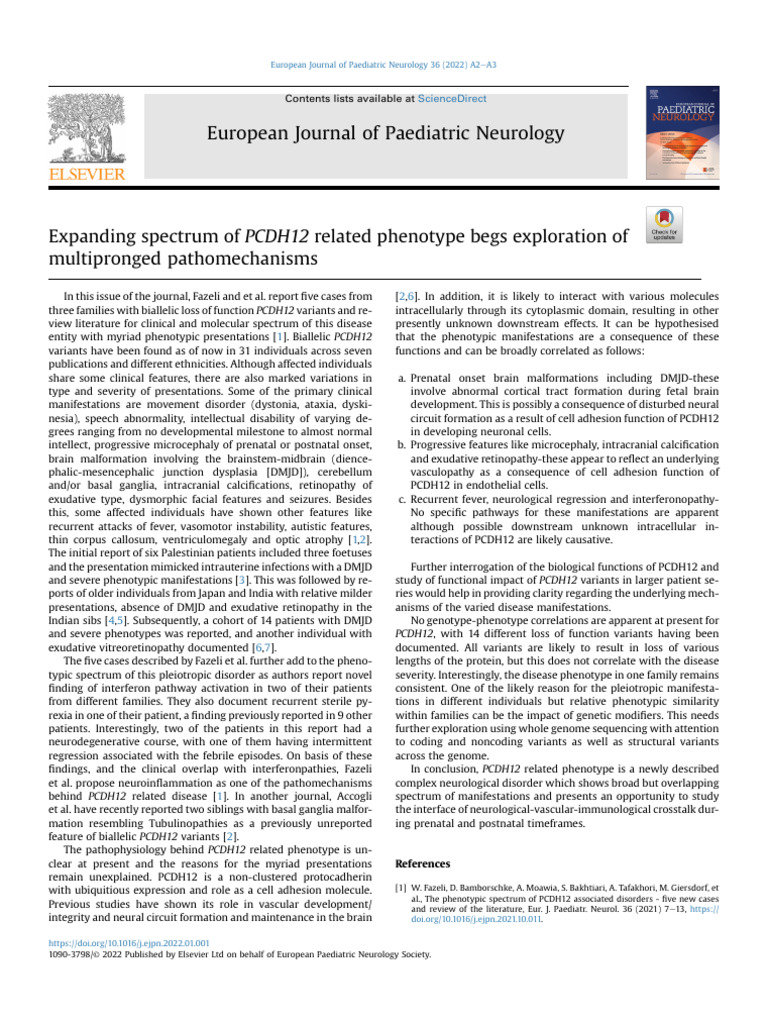PCDH12 Variants: Expanding Phenotypic Spectrum | PDF | Brain | Diseases ...