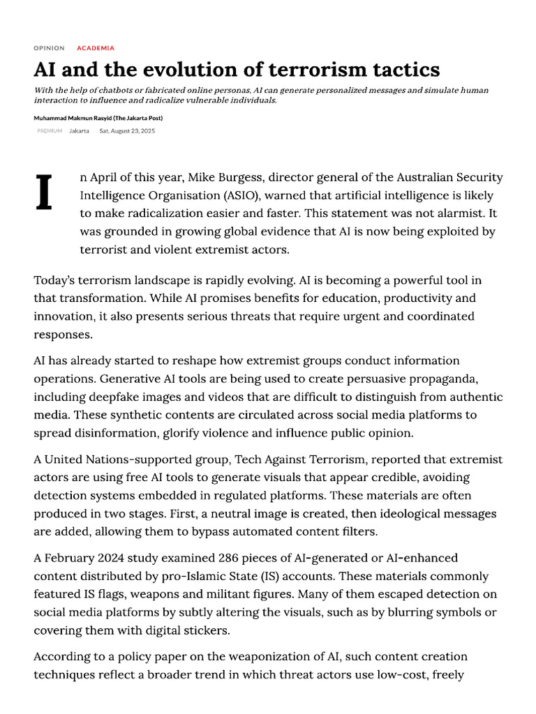 AI and The Evolution of Terrorism Tactics 1755959576 | PDF