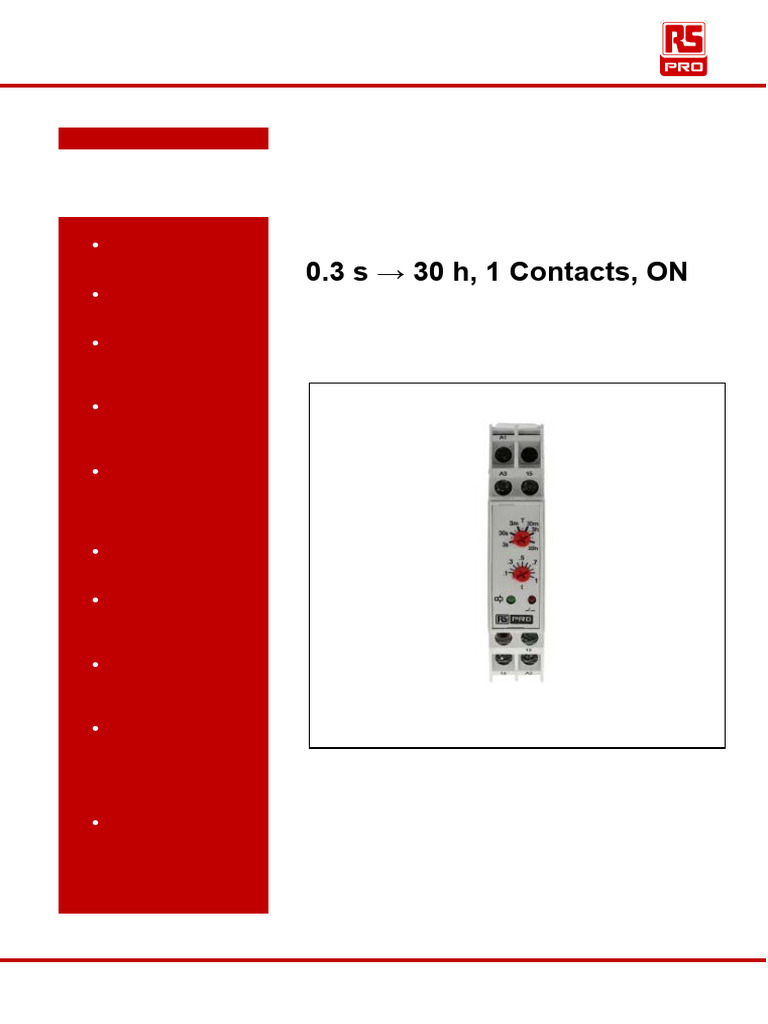 RS PRO DIN Rail Timer Relay Overview | PDF | Relay | Switch