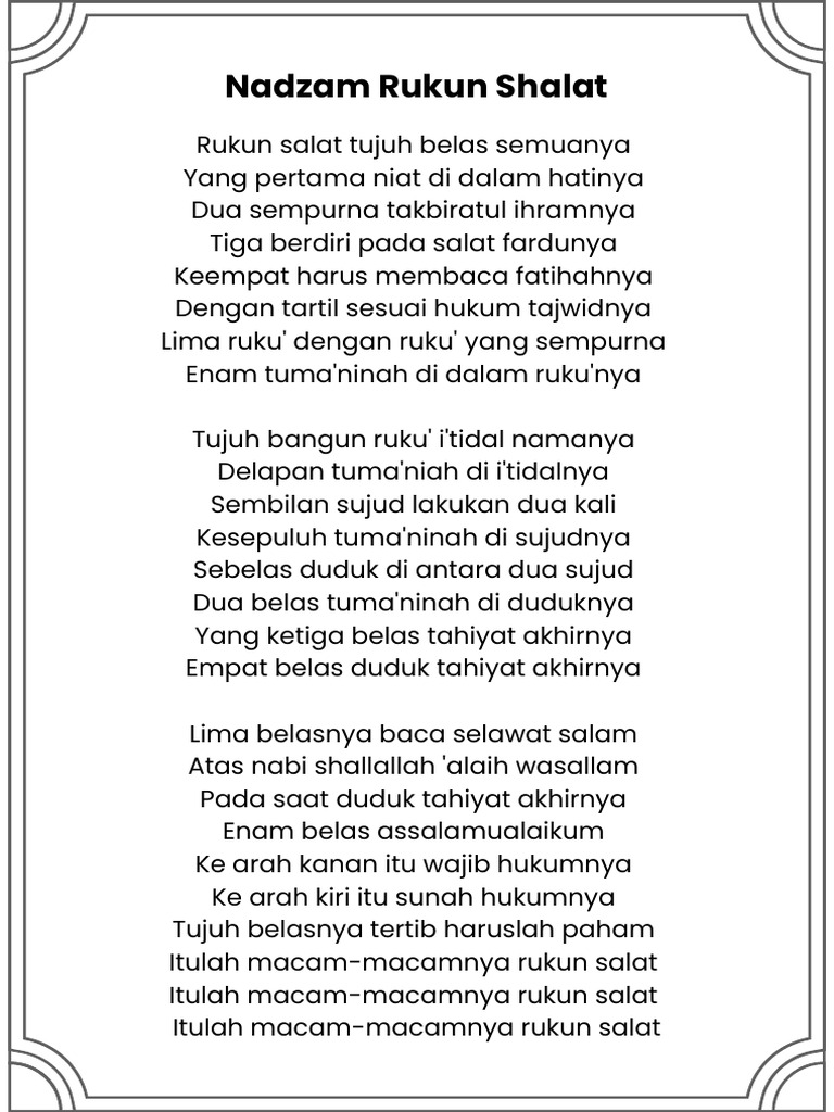 Rukun Salat: 17 Aspek Penting | PDF