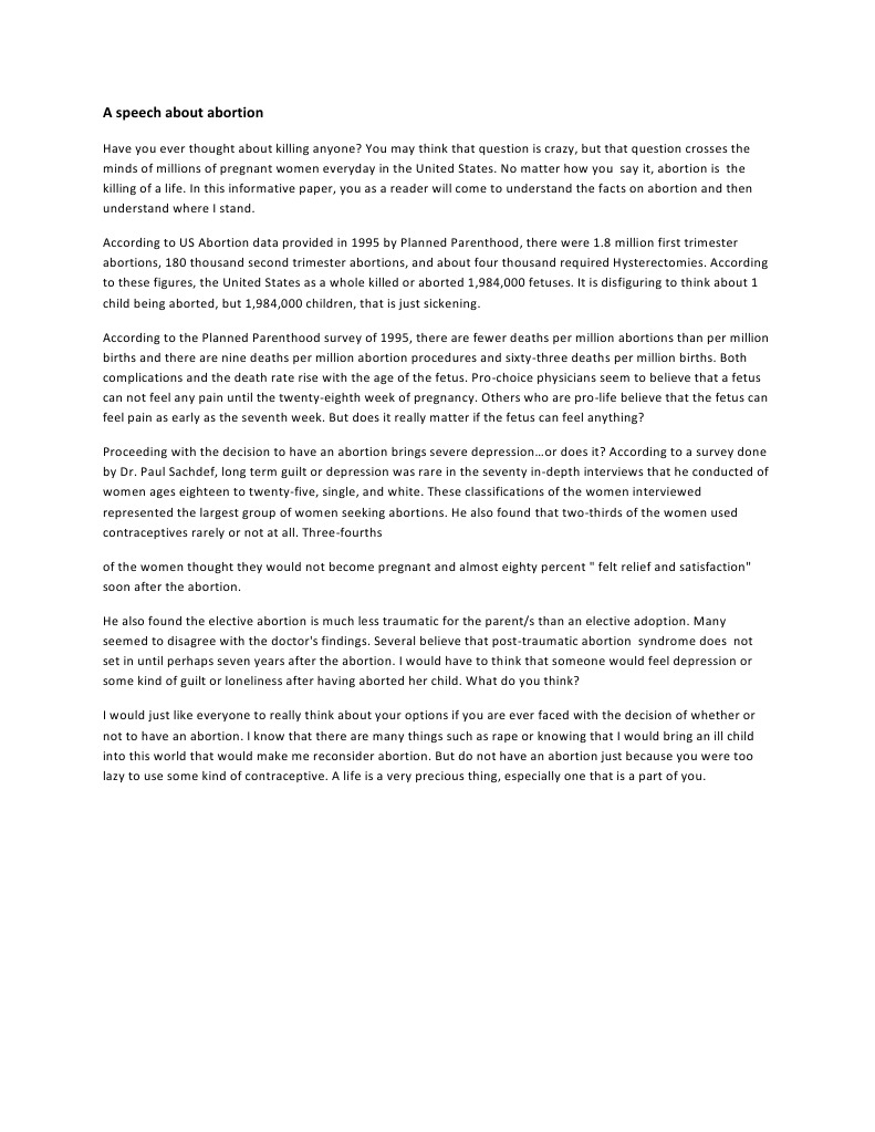 Short speech about abortion picture