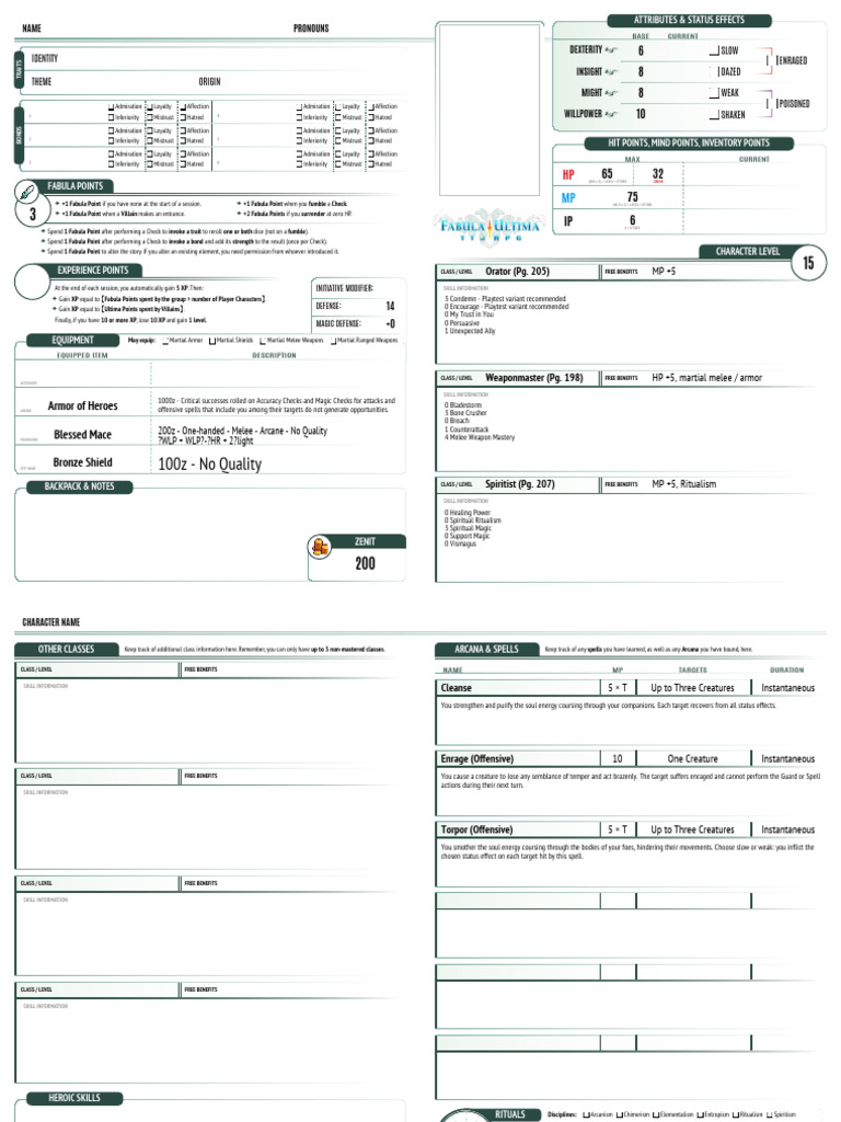 Paladin Character Sheet Overview | PDF | Gaming | Role Playing Games