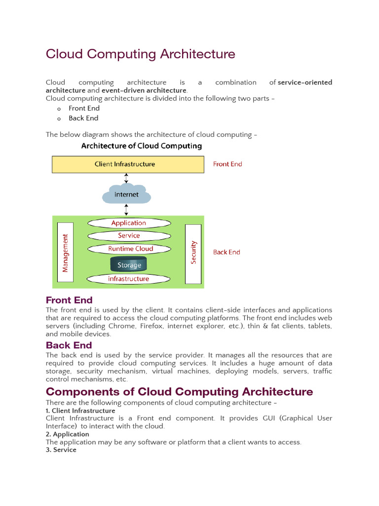 Understanding Cloud Computing Architecture | PDF | Cloud Computing ...