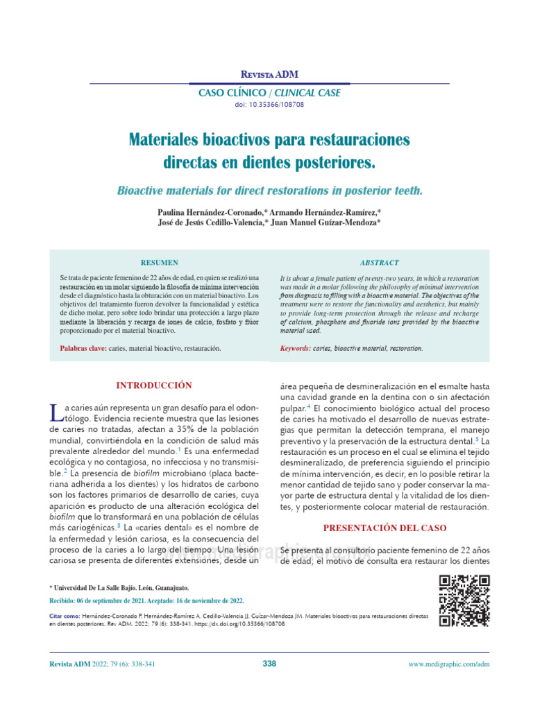 Materiales bioactivos en restauraciones dentales | PDF