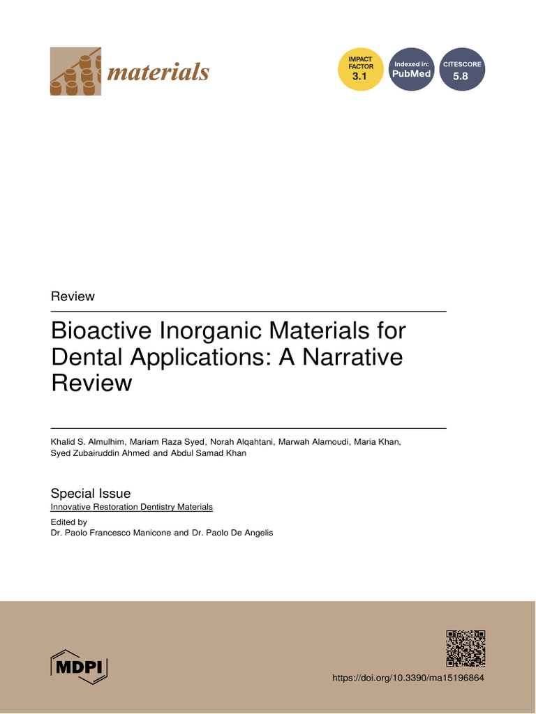 Bioactive Materials in Dental Restoration | PDF | Bioceramic ...