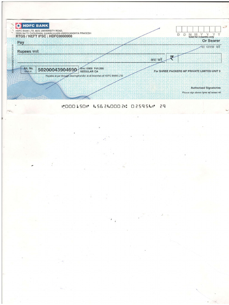 HDFC Bank RTGS/NEFT Details for Shree Packers | PDF