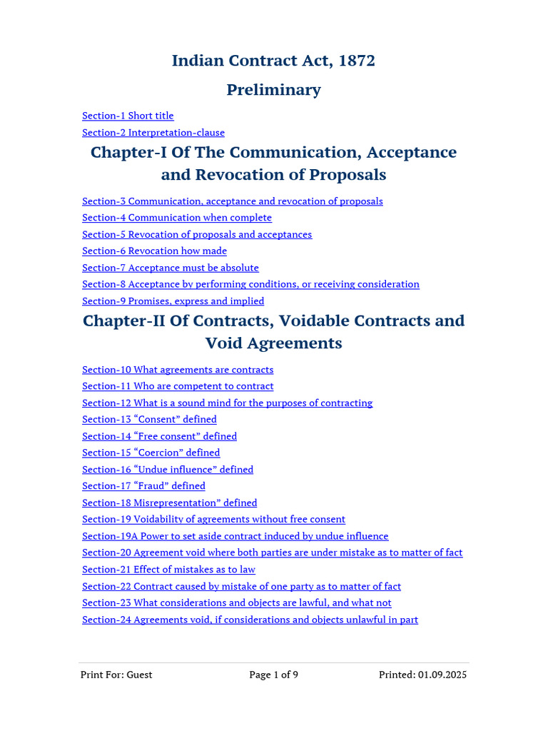 Indian Contract Act 1872 Overview | PDF | Guarantee | Law Of Agency