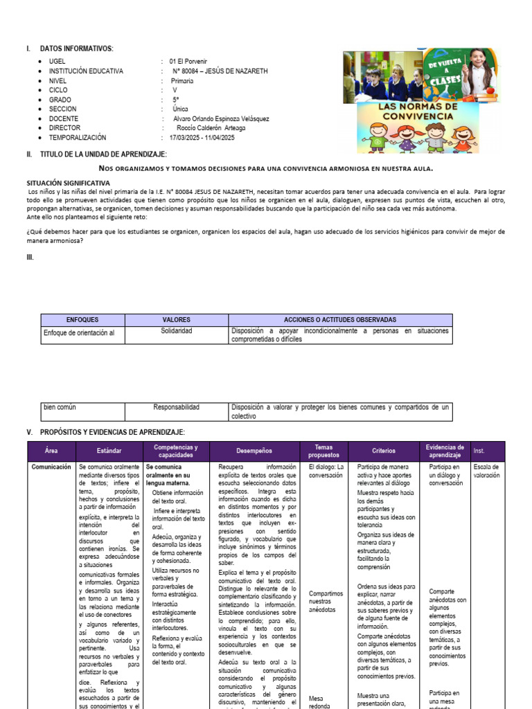 Unidad - de - Aprendizaje - N°01 - 6°-Jn | PDF | Sustracción | Decimal