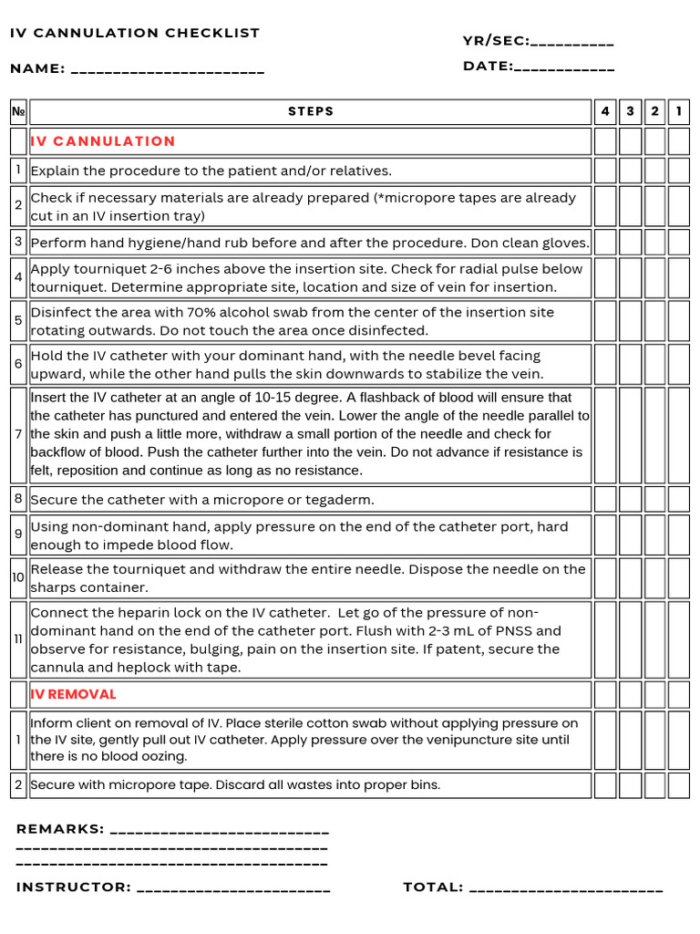 IV Cannulation Procedure Guide | PDF | Intravenous Therapy | Medical ...