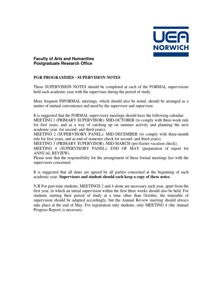 PGR Supervision Meeting Notes Template | PDF