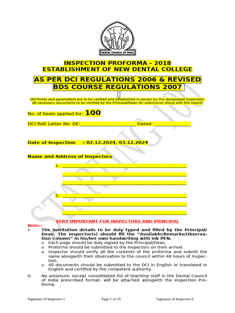 Proforma Dental College | PDF | Pro Forma | Medicine