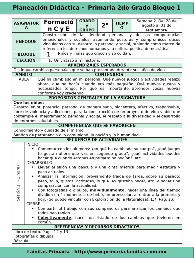 Planeación Didáctica 2° Grado Primaria | PDF | Plan de estudios | Familia