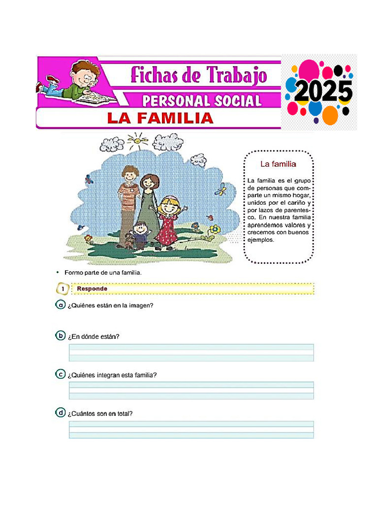 Ficha de Trabajo de La Familia | PDF