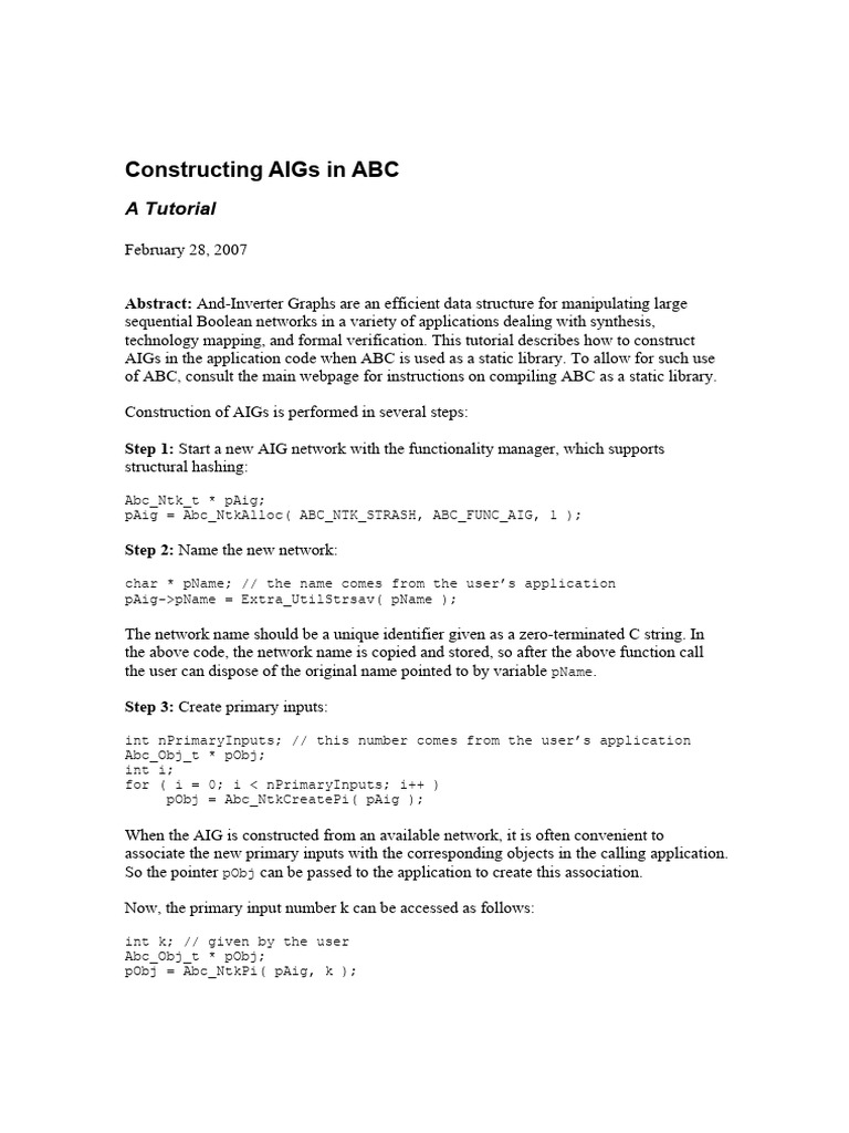 Constructing AIGs with ABC Tutorial | PDF | Computer Engineering ...