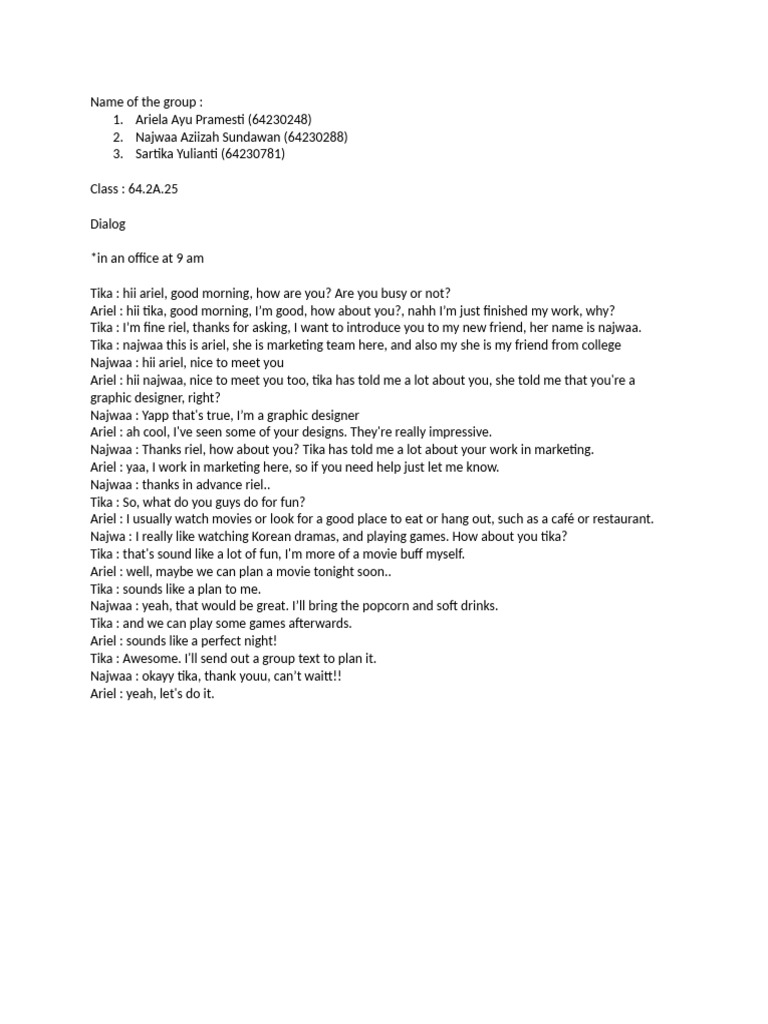 Office Dialogue: Meeting New Friends | PDF