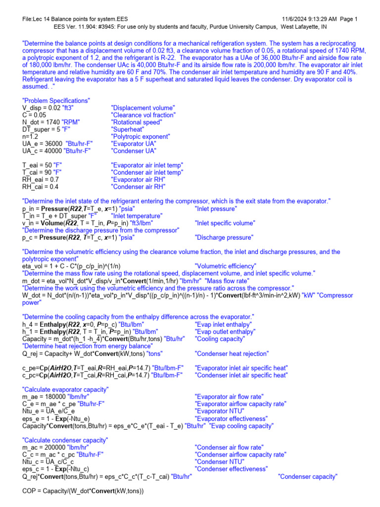 Mechanical Refrigeration Balance Points | PDF | Enthalpy | Continuum ...