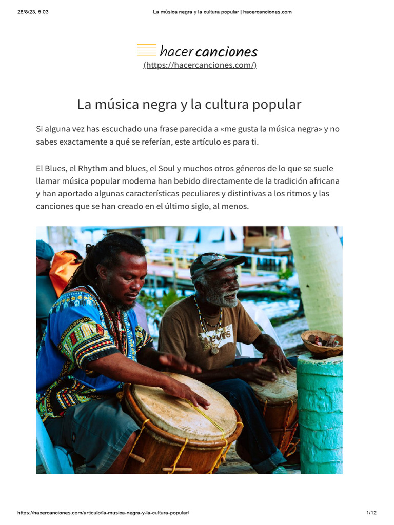 Influencia de la música negra en la cultura | PDF | Blues | Musica ...