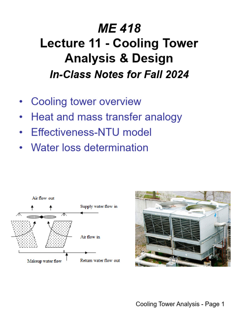 Cooling Tower Design and Analysis | PDF | Enthalpy | Heat Transfer