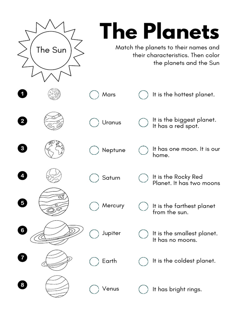 The Planets Printable Worksheet | PDF