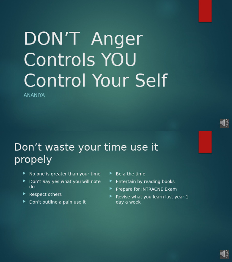 DON'T Anger Controls YOU Control Your Self | PDF