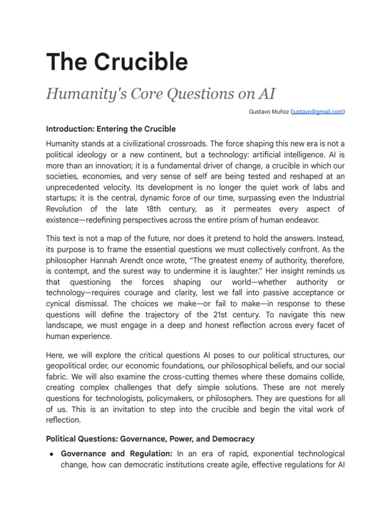 The Crucible - Humanity's Core Questions On AI | PDF | Artificial ...