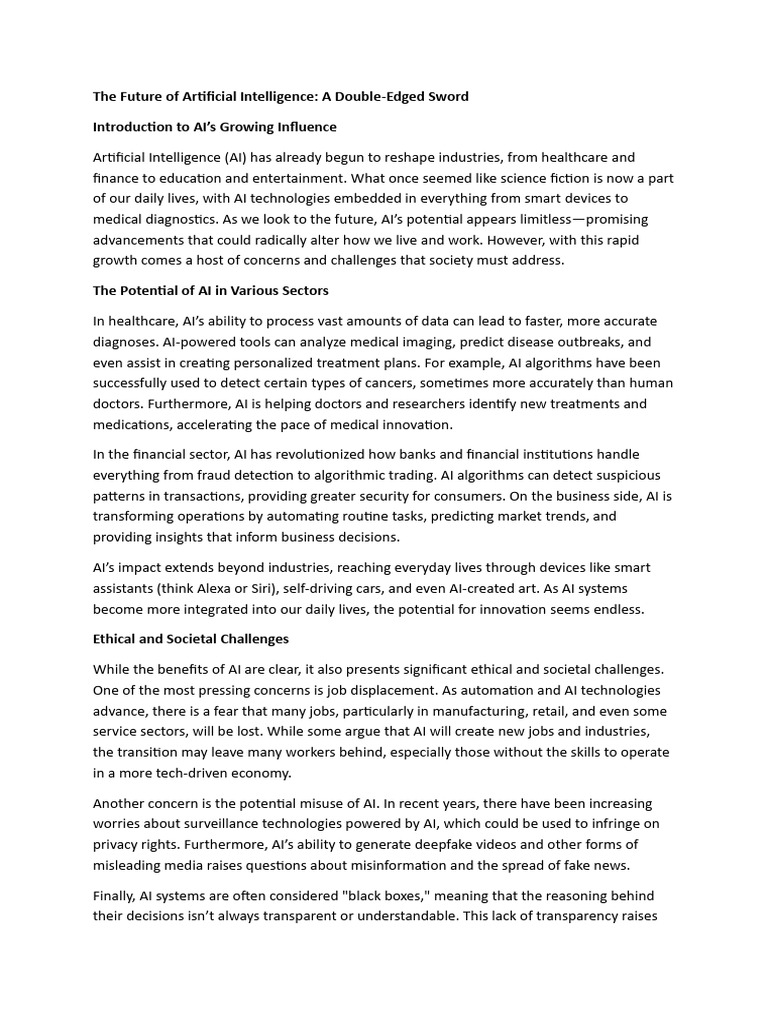 Future of AI: Opportunities and Risks | PDF | Artificial Intelligence ...
