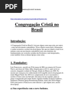 ESTUDOS SOBRE A CONGREGAÇÃO CRISTÃ  NO BRASIL