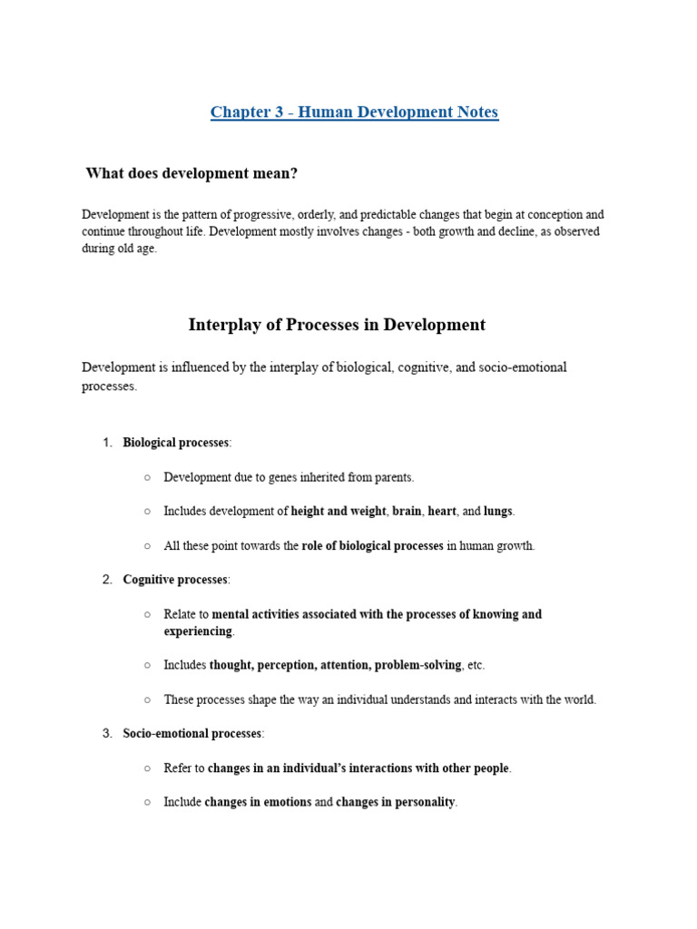 Human Developement Notes Ch3 | PDF | Adolescence | Attachment Theory