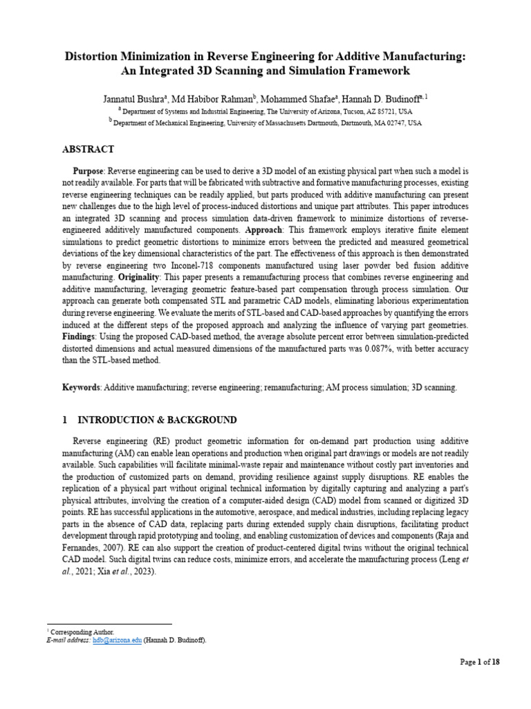 Minimizing Distortion in 3D Reverse Engineering | PDF | Computer Aided ...