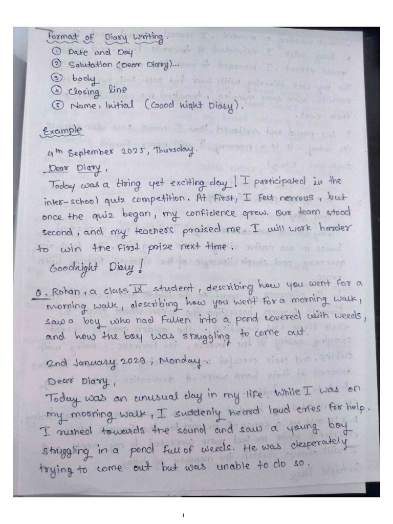 Diary Writing | PDF