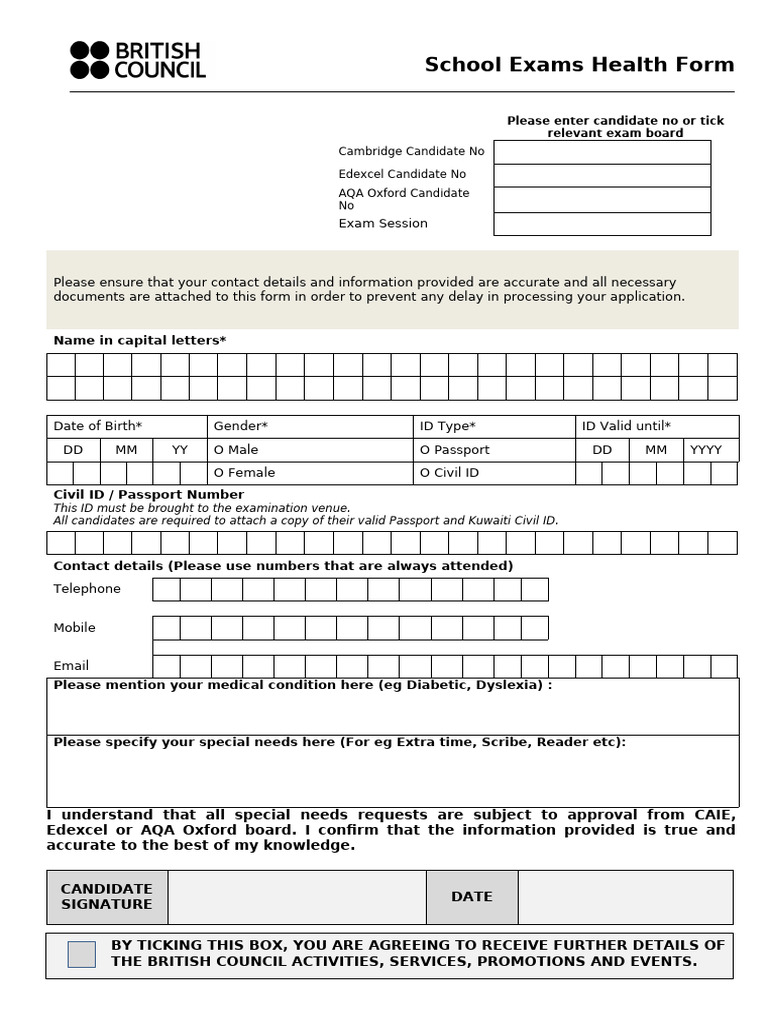 Schools Health Form 2023 | PDF