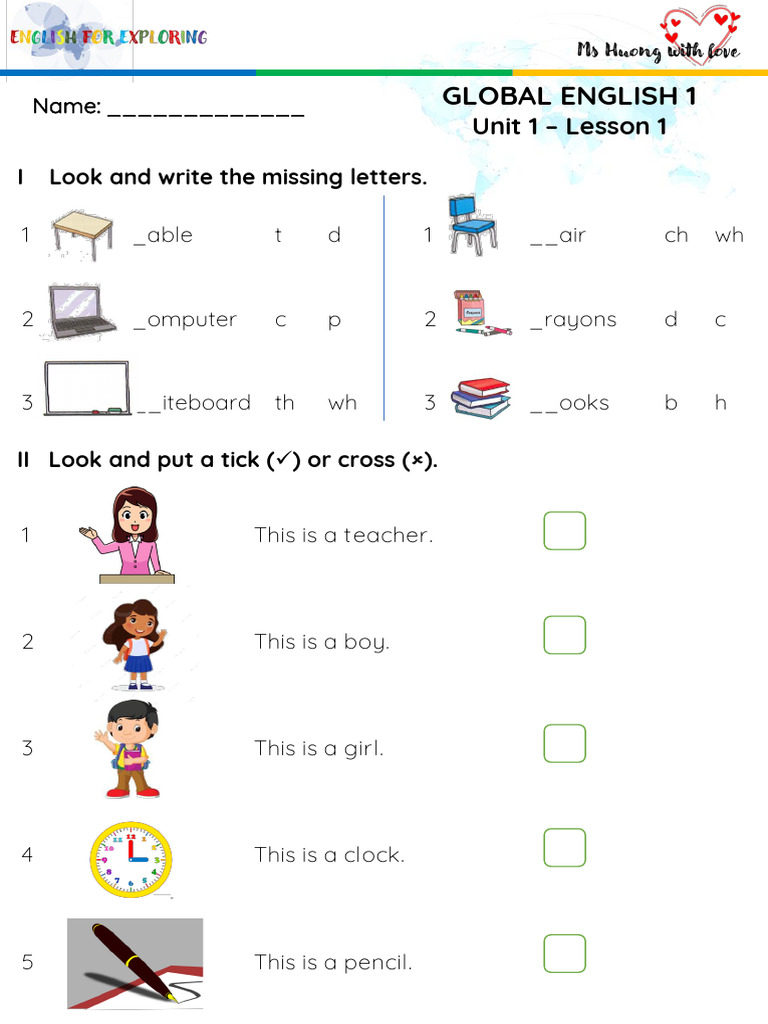 Global English 1: Unit 1 Lesson 1 | PDF