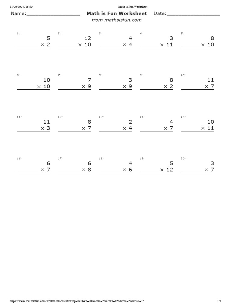 Multiplication Worksheet3 | PDF