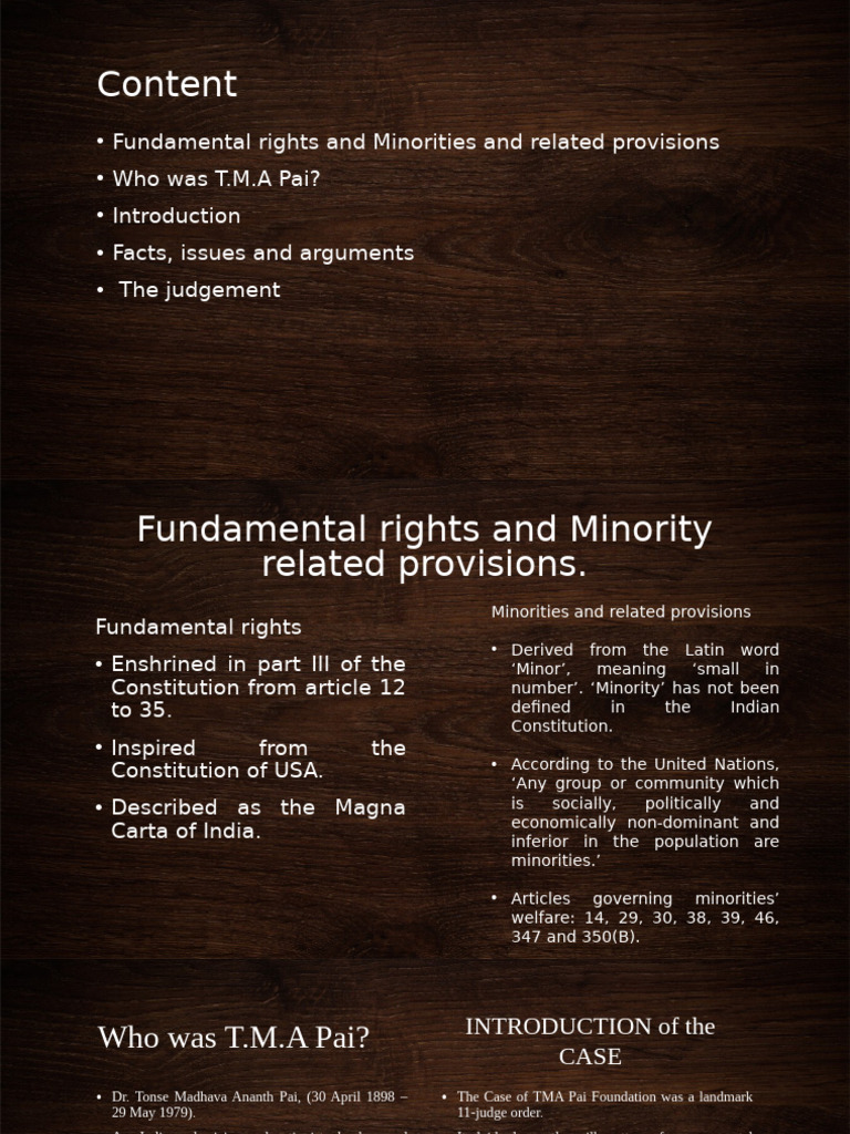 T.M.A. Pai Case: Minority Rights in Education | PDF | Minority Group ...
