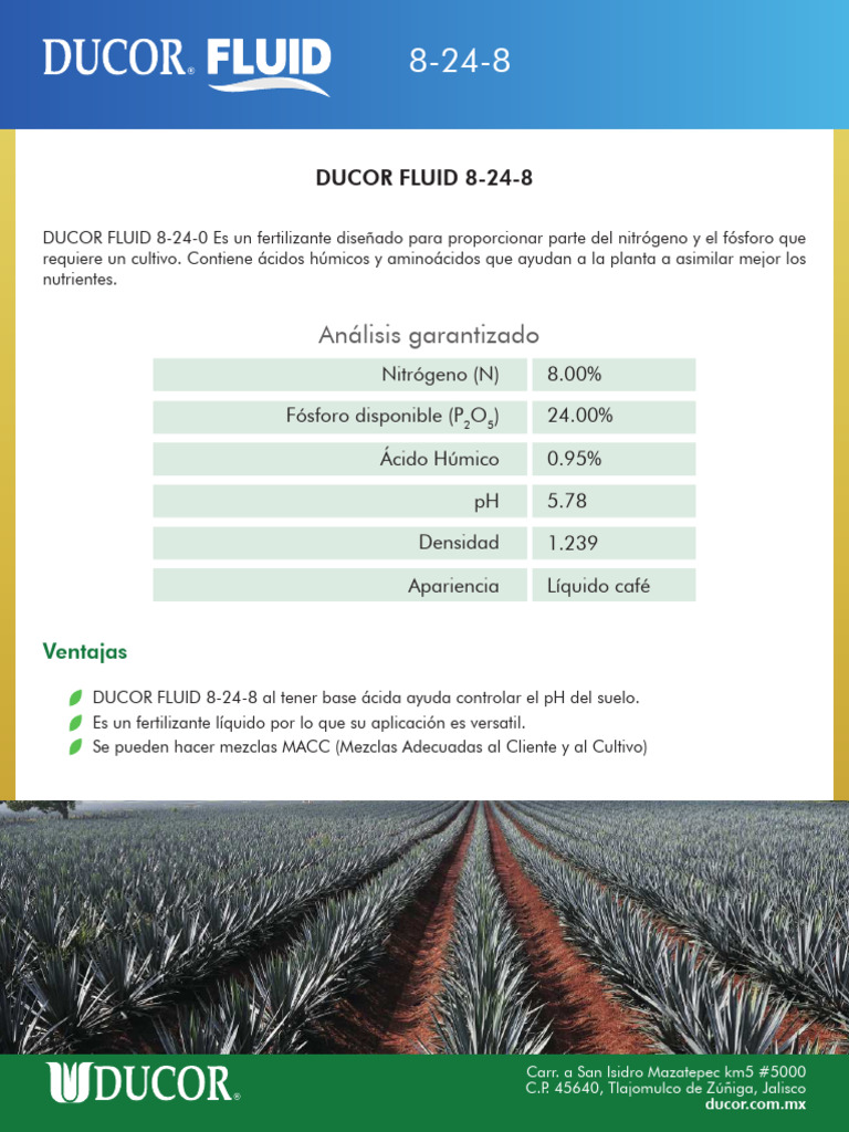Fertilizante DUCOR FLUID 8-24-0 | PDF | Fertilizante | Agricultura