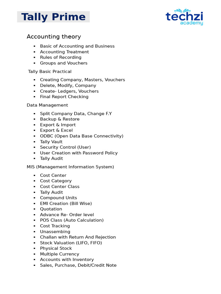 Tally Accounting: Basics to Advanced | PDF