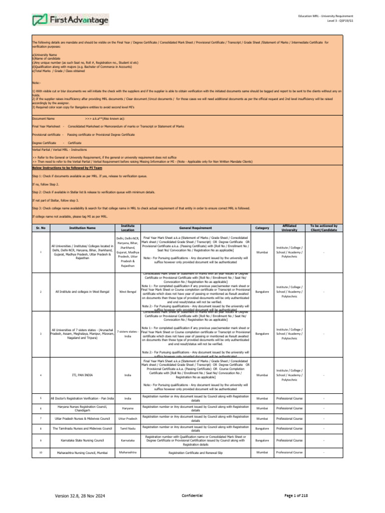Education Document Verification Guidelines | PDF