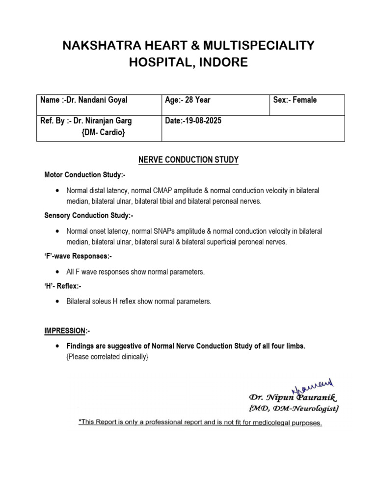 Normal Nerve Conduction Study Results | PDF