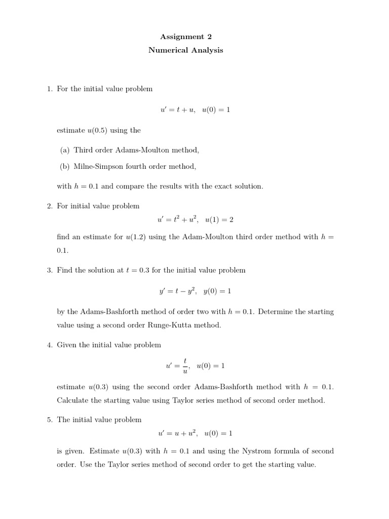 Numerical Analysis Assignment on IVPs | PDF
