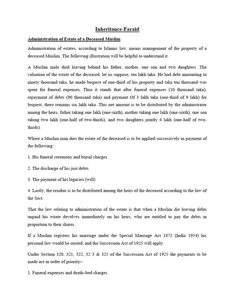 Islamic Inheritance Law Explained | PDF | Inheritance | Sharia